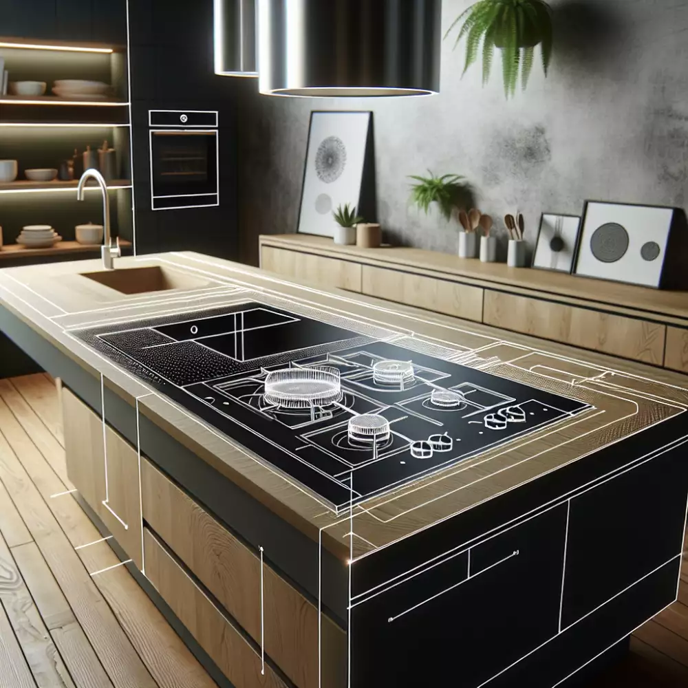 kuchyňský ostrůvek s varnou deskou